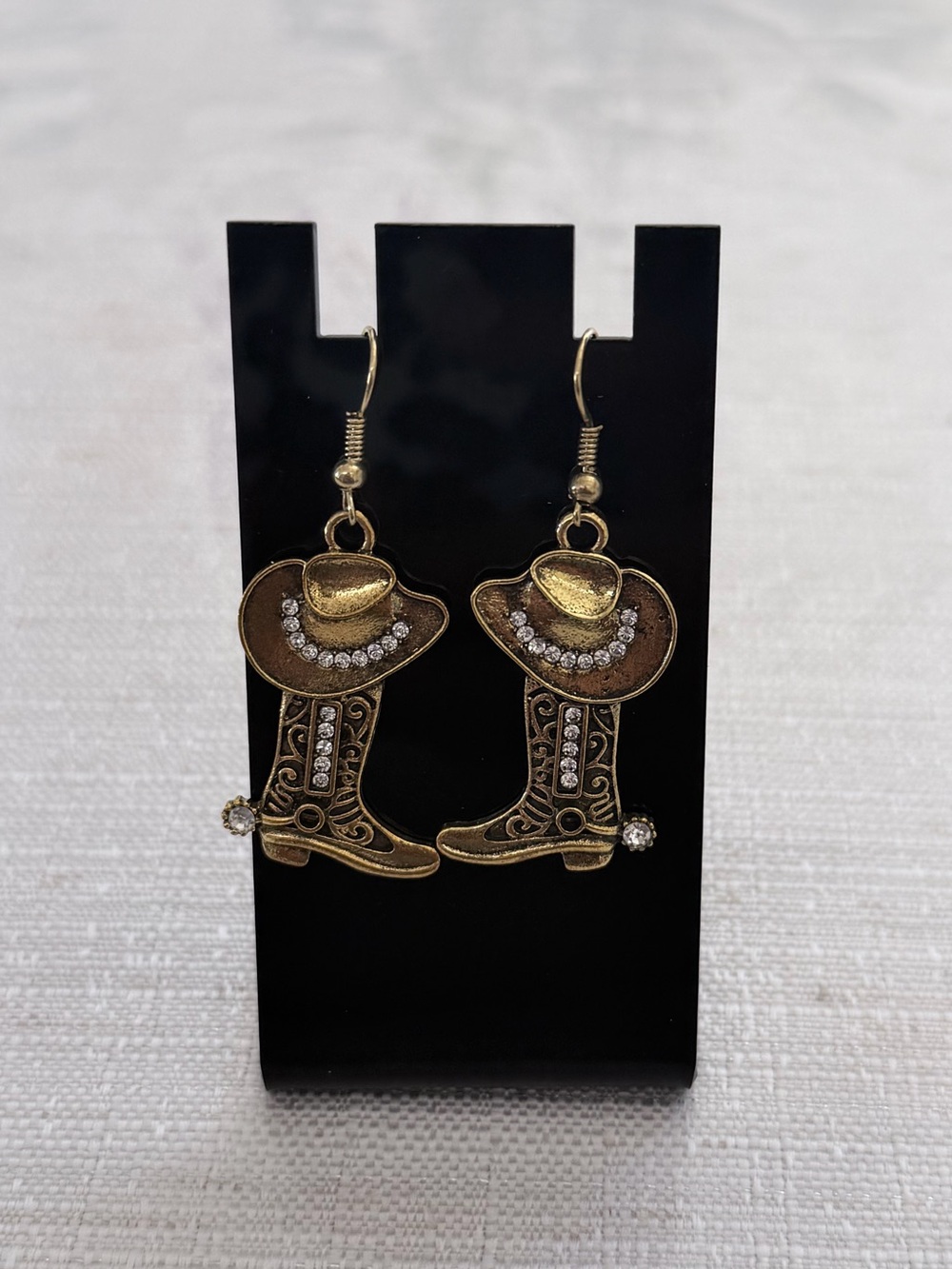Gold-Tone Cowboy Hat & Boot Dangle Earrings - Western Charm